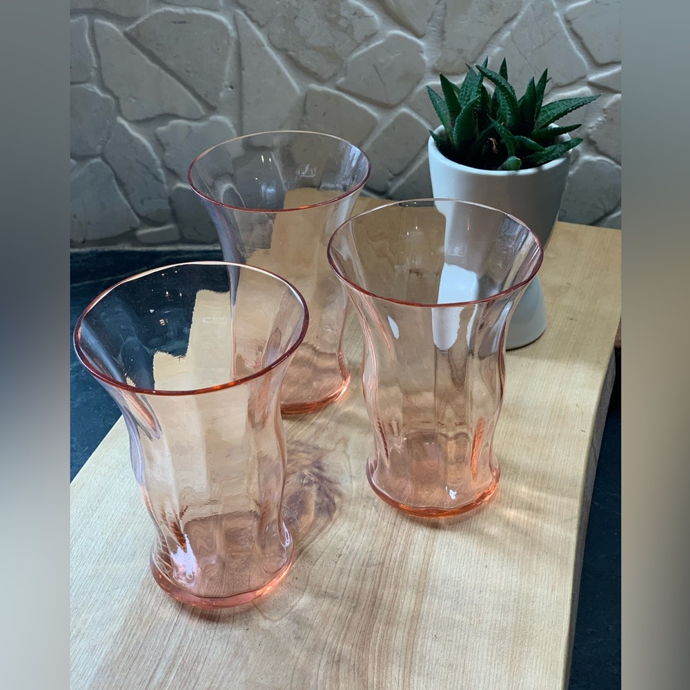 PINK DEPRESSION GLASS | Set of 3 | Water or Ice Tea Glasses
